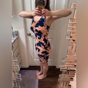 Floral Sleeveless Navy Dress